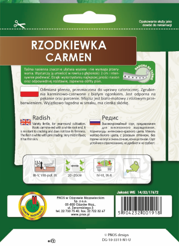 O.Taśma Rzodkiewka Carmen 6m PL202/05/16/HR12 st d.w.06/26 z.k.83%