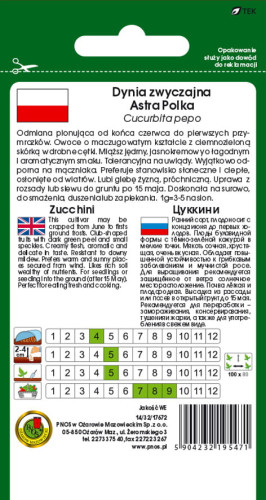 O.Cukinia Astra Polka 3g  PL714/32/17672/7096/A ST d.w.11/26 z.k.88%