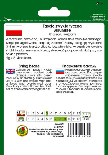 O.Fasola fiolet. tyczna Blauhilde 10g.!. 0124578CIN0GX ST d.w.07/26 z.k.96%