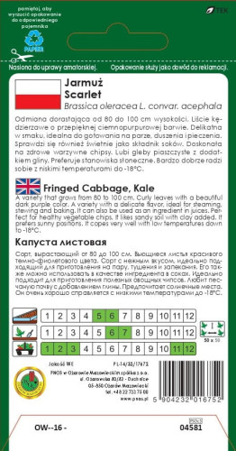 O.Jarmuż czerwony Scarlet 5g RE1239/SG6837 ST d.w.06/26 z.k.92%