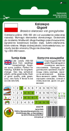 O.Kalarepa Gigant 2g 8-0051-90139-02 ST d.w.07/26 z.k.86%