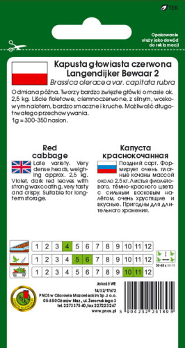 O.Kapusta czerw. Langedijker Bewaar 2 2g  0105147CIN0FX st d.w.09/26 z.k.92%