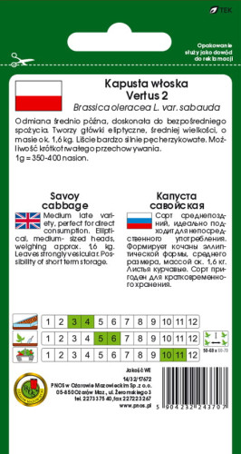 O.Kapusta włoska Vertus 2  2g  BISTT1225S20 st d.w.06/26 z.k.89%