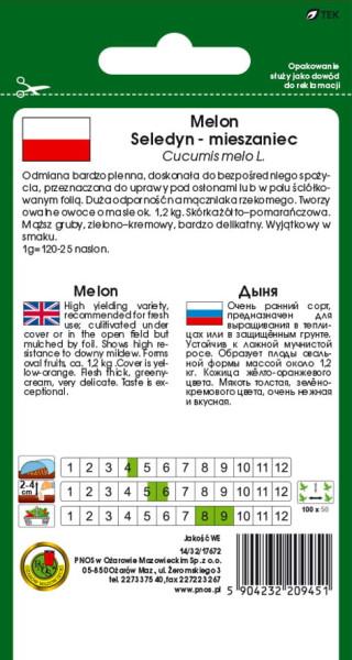 O.Melon Seledyn F1 1g  DE80016520254354 st d.w.09/26 z.k.87%