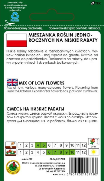 O.Mieszanka jednoroczna na niskie rabaty 1g